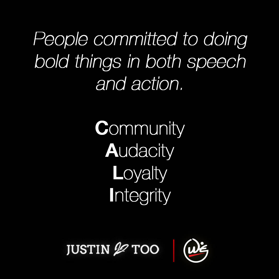 Quote by Justin Too on his CALI personal values